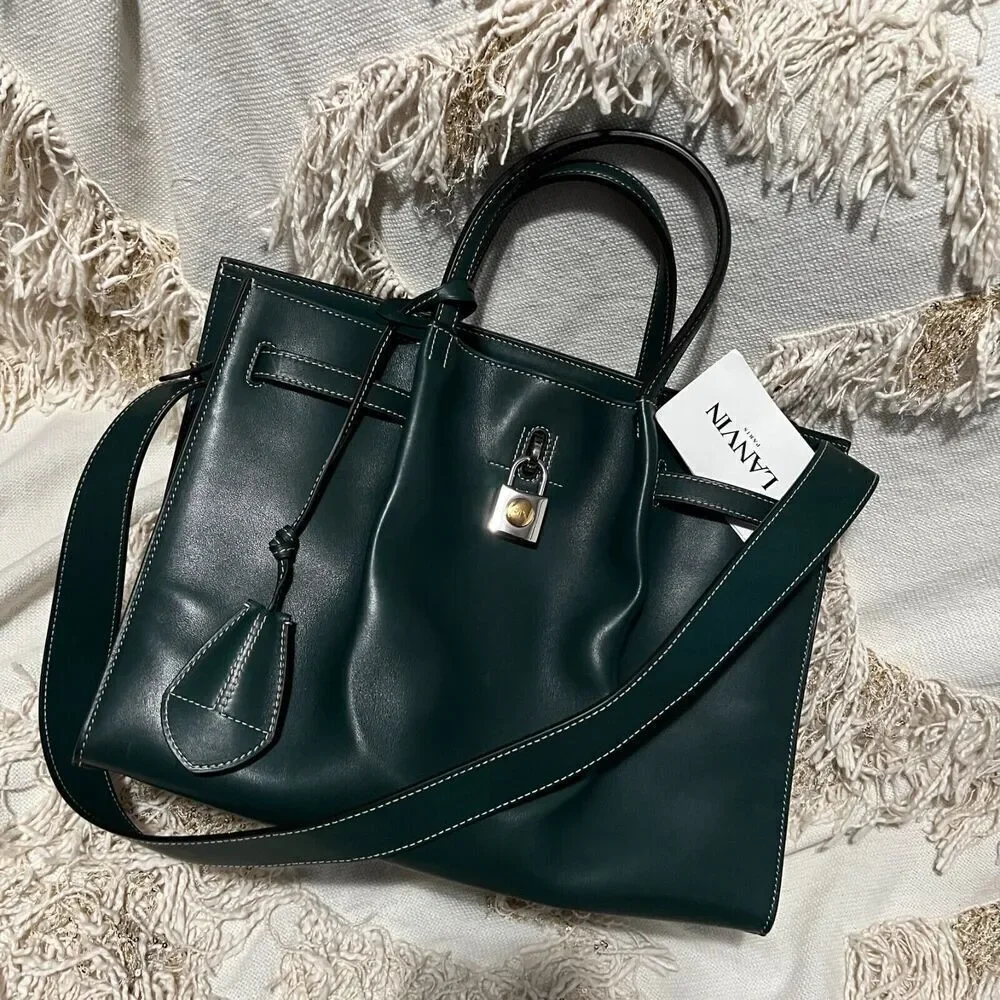 Lanvin Bogey Large Handbag 38 Dark Green NEW